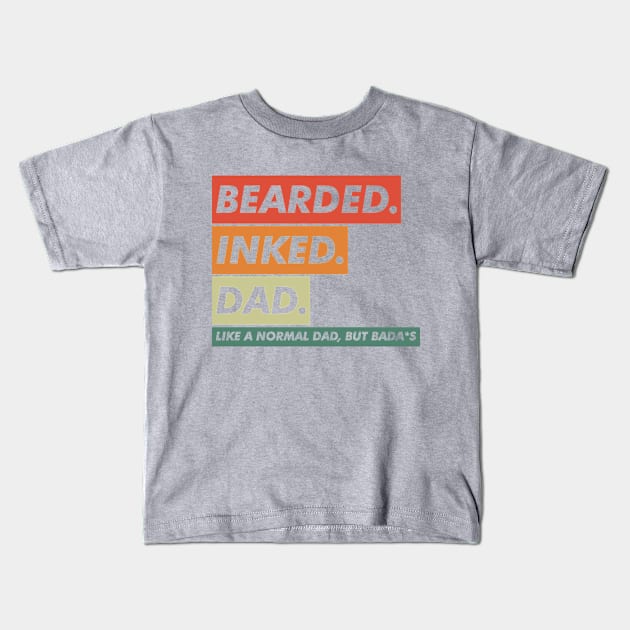 BEARDED INKED DAD Kids T-Shirt by VanTees